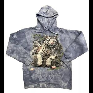 The Mountain White Tiger Sweatshirt Blue Hoodie Men’s Medium